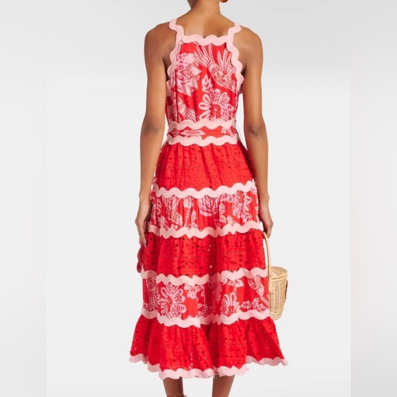 Farm Rio Dresses | Nwt Farm Rio Flowerful Birds Red Mix Maxi Dress-M - Picture 3 of 9